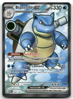 Blastoise ex 184/165 151 Pokemon Card TCG - Image 1