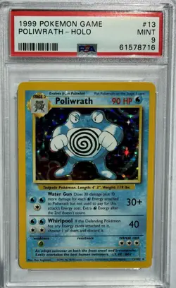 PSA 9 MINT Poliwrath 013/102 Base Set Holo Pokemon Card - Image 1