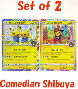 Shibuya's Pikachu 002/S-P Comedian Pikachu 407/SM-P Japanese Pokemon Card TCG LP - Image 1