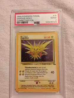 1999 Pokemon Fossil #15 Zapdos-Holo Corrected Foil PSA-2 - Image 1