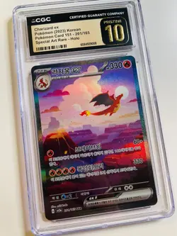 Pokemon CGC 10 PRISTINE KOREAN 151 CHARIZARD ex SAR SV2a 201/165 - Image 1