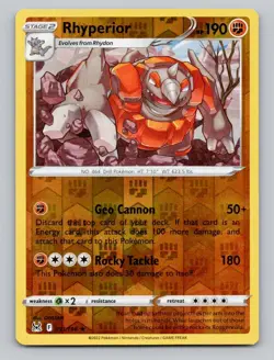 Reverse Holo Rhyperior 091/196 Rare Lost Origin Pokemon - Image 1