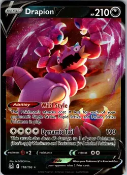 Drapion V 118/196 Pokemon Lost Origin Ultra Rare Holo -NM - Image 1
