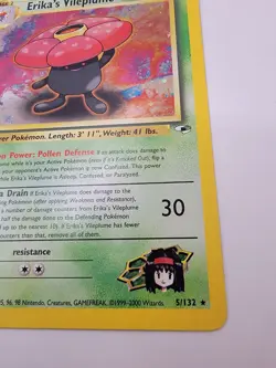Pokemon TCG Erika's Vileplume Holo Rare Gym Heroes 5/132 - Image 5