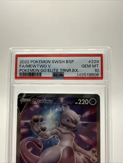 2022 Pokemon Sword & Shield Brilliant Stars #229 Mewto V Full Art PSA 10 GEM MT - Image 3