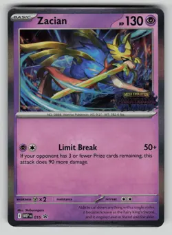 Zacian (Prerelease) 015 ME: Mega Evolution Promo Pokemon Holo NM - Image 1