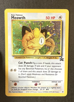 Pokemon TCG Meowth 10/53 Wotc Promo Holo LP Gameboy GB Vintage Wotc No Creases - Image 1