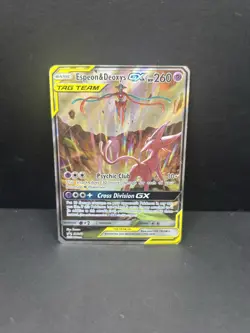 Pokemon Espeon & Deoxys GX SM240 Tag Team Promo Full Art Holo LP/MP - Image 1