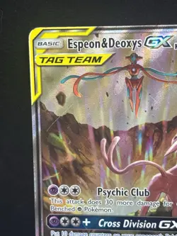 Pokemon Espeon & Deoxys GX SM240 Tag Team Promo Full Art Holo LP/MP - Image 5
