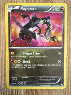 Rayquaza Pokemon Dragons Exalted 128/124 -2014 SECRET RARE Shiny - LP - Image 1