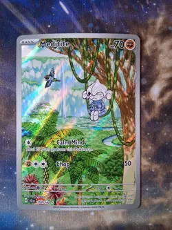 Pokemon Meditite - 153/142 Stellar Crown Holo Illustration Rare NM - Image 1