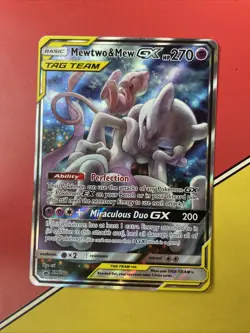 2019 Pokemon TCG SM Black Star Promo #SM191 Full Art Mewtwo & Mew GX (MINT) - Image 1