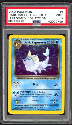 Pokemon Cards - PSA 9 Dark Vaporeon 9/110 - Legendary Collection Holo - MINT - Image 1