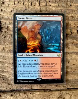 Magic The Gathering Card - Steam Vents - Rare - Land Card - Island Mountain MTG - Image 1