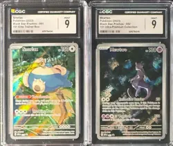 reserved pokemon lot cgc 9 snorlax mewtwo misty 2 pikachu and 2 pikachu cards - Image 1