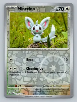 Pokemon Minccino SV05: Temporal Forces 136/162 Near Mint NM Reverse Holo - Image 1