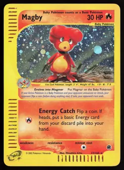 2002 Pokemon Expedition Magby Holo Foil Rare #17 /165 NM Swirl! - Image 1