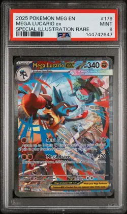 PSA 9 Mega Lucario ex 179/132 Pokemon Mega Evolution Special Illustration Rare - Image 1