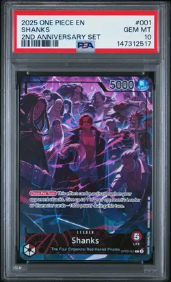 2025 ONE PIECE ENGLISH VERSION 2ND ANV SET #001 SHANKS PSA 10 - Image 1