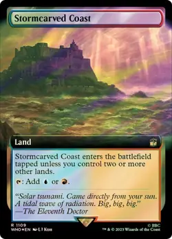 FOIL SURGE BORDERLESS Stormcarved Coast ~ Commander: Doctor Who [ NM ] [ MTG ] - Image 1