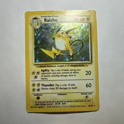 Pokemon Raichu Base Set 14/102 Holo Rare 80 HP English Card 1999 - Image 1