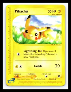 💥 PIKACHU 2002 Pokemon Vintage # 124/165 Expedition E-Reader Non Holo Foil - Image 1