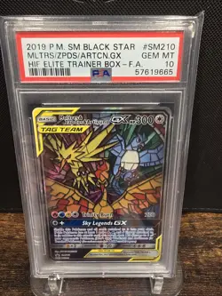 PSA 10 2019 POKEMON PROMO HIDDEN FATES ETB MOLTRES & ZAPDOS & ARTICUNO GX SM210 - Image 1