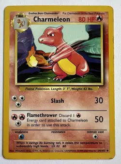 Pokemon 4th Print Charmeleon Uncommon Base Set 024/102 MP - Image 1