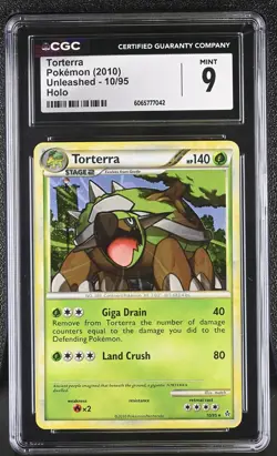 CGC 9 Torterra 10/95 Holo Unleashed Pokemon Card - Image 1