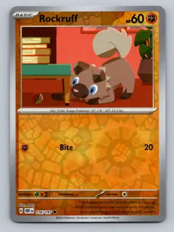 Pokemon Rockruff SV03: Obsidian Flames 116/197 Near Mint NM Reverse Holo - Image 1