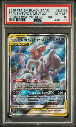 2019 Pokemon Mewtwo & Mew GX Power Partnership Tin Promo #SM191 PSA 10 - Image 1