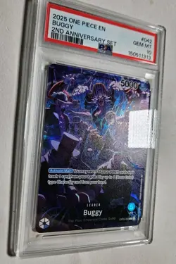 2025 ONE PIECE OP09 042 BUGGY ENGLISH 2ND ANNIVERSARY SET LEADER PROMO PSA 10 - Image 2