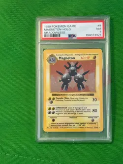 PSA 7 Pokemon 1999 Shadowless (Base Set) Magneton Holo #9 ⚡ - Image 1