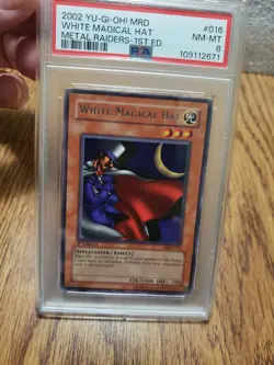 2002 Yugioh White Magical Hat MRD016 Metal Raiders 1st Ed PSA 8 NM-MT Fresh Slab - Image 1