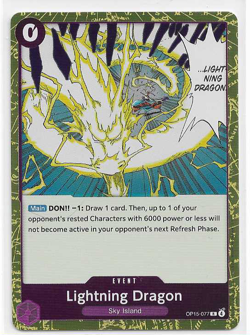 ONE PIECE ADVENTURE ON KAMI'S ISLAND LIGHTNING DRAGON OP15-077 (NEVER PLAYED) - Image 1