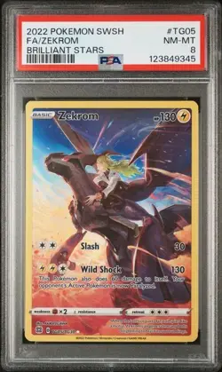 Pokemon Brilliant Stars Zekrom TG05/TG30 Trainer Gallery Full Art Holo PSA 8 NM - Image 1