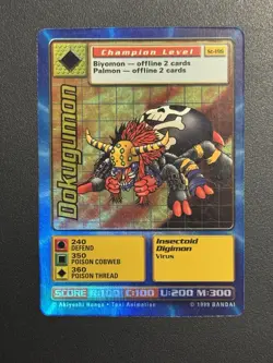 Digimon Holo Foil Card Dokugumon St-19S Champion Level 1999 Bandai - Image 1