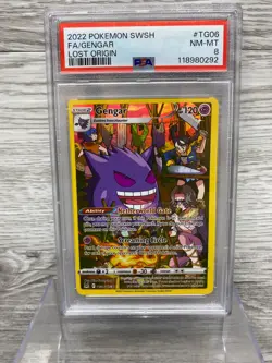 2022 POKEMON SWORD & SHIELD LOST ORIGIN #TG06 FULL ART/GENGAR PSA 8 - Image 1