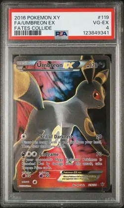 2016 POKEMON XY FATES COLLIDE #119 FULL ART/UMBREON EX PSA 4 - Image 1