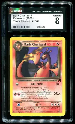 CGC 8 Dark Charizard Rare Team Rocket 2000 Pokemon Card #21 - Image 1