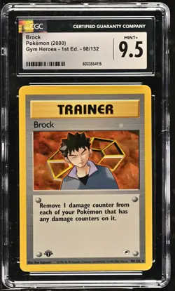 CGC 9.5 Brock Gym Heroes 1st Edition 98/132 Pokemon Card - Image 1