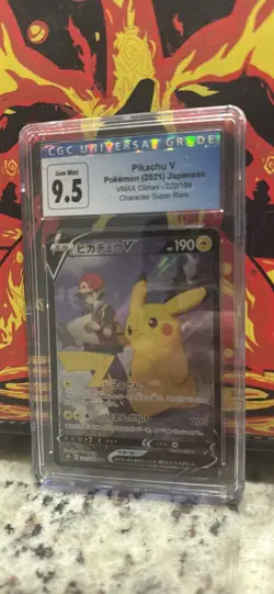 CGC Pristine 9.5 GEM MINT Japanese Pokemon 2021 Pikachu V 222/184 VMAX Climax - Image 1