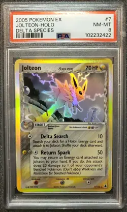 2005 Pokemon Jolteon Delta Species Reverse Holo 7/113 PSA 8 NM-MT - Image 1