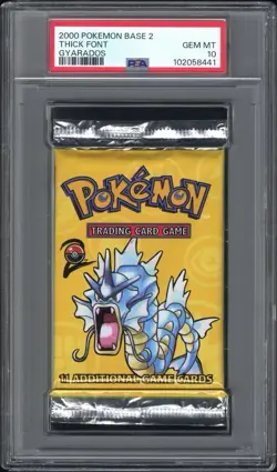 2000 Pokemon Base 2 "Thick Font" Gyarados PSA 10 Booster Pack GEM MINT Free Ship - Image 1