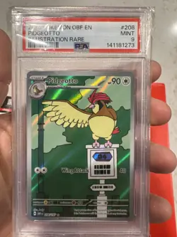 PSA 9 Pidgeotto #208 IR - 2023 Pokemon Sv03 Obsidian Flames 208/197 - Image 1