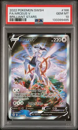 2022 POKEMON SWORD & SHIELD BRILLIANT STARS #166 FULL ART/ARCEUS V PSA 10 - Image 1