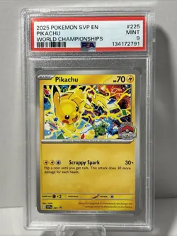 Pokemon TCG - Pikachu 225 World Championship 2025 Scarlet & Violet PSA 9 MINT - Image 1