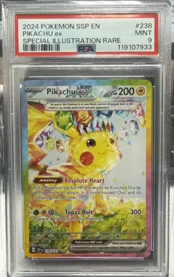2024 Pokemon Surging Sparks Pikachu EX 238/191 Special Illustration Rare PSA 9 - Image 1