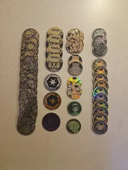 Pokemon TCG Token Coin Lot Of 44 (Duplicates Included) Jumbo + Regular - Image 1