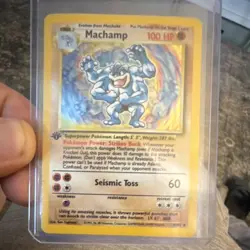 Pokemon Machamp 8/102 Base Set 1st Edition Holo Rare 100 HP Seismic Toss - Image 1
